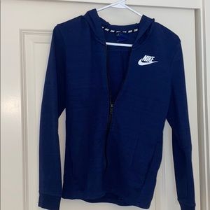Nike zip-up, blue with black zipper